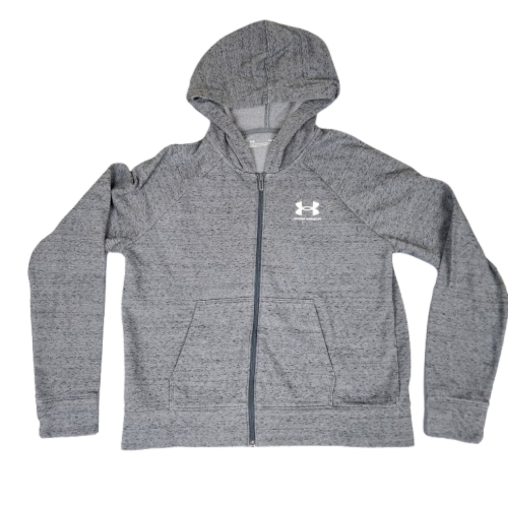 Under Armour Heathered Gray Full Zip-Up Hoodie Loose Fit Womens Medium